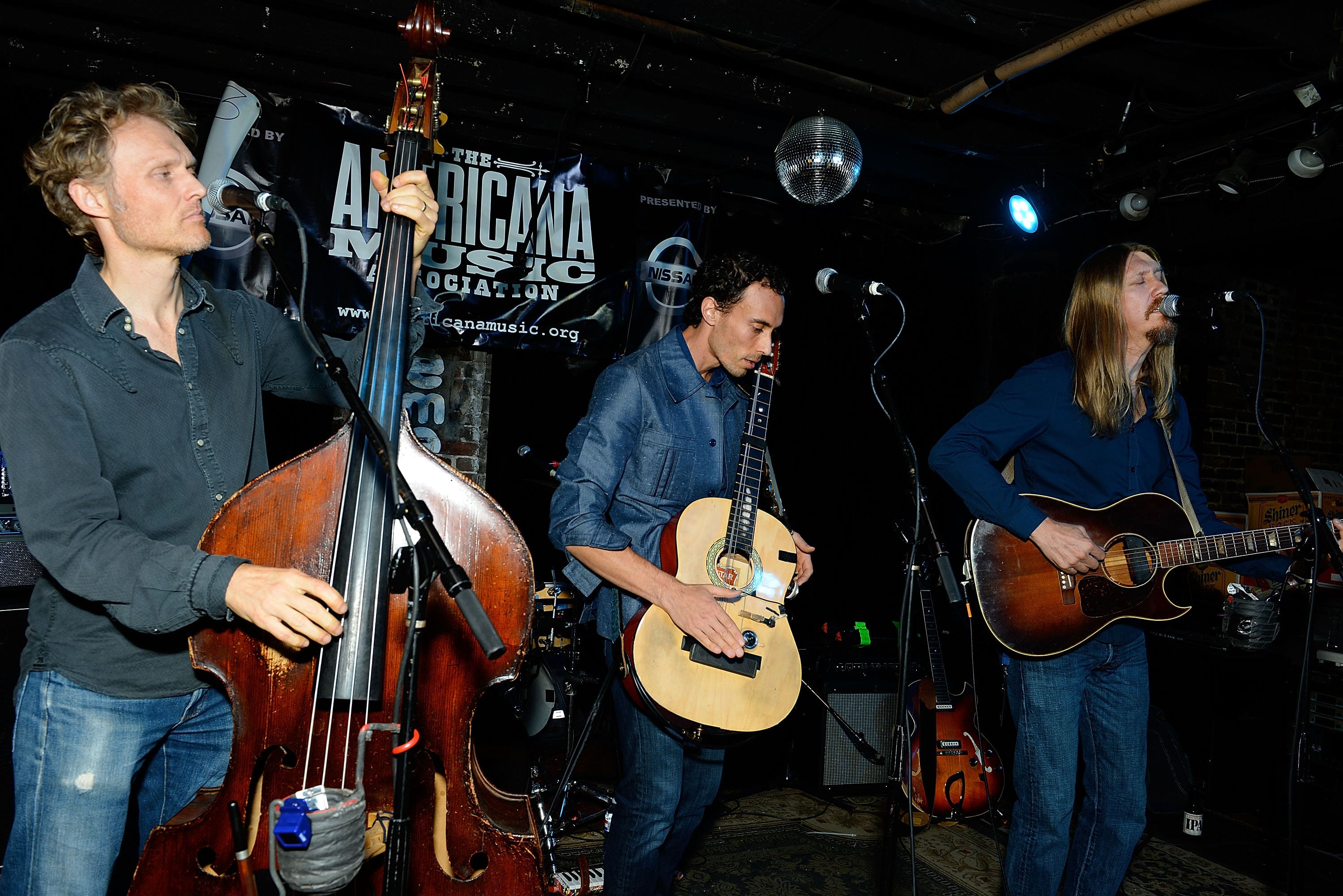 NASHVILLE, TN - SEPTEMBER 15: (L-R) Chris Wood, Jano Rix, and Oliver Wood of the Wood Brother's perform at The Basement during the 16th Annual Americana Music Festival & Conference on September 15, 2015 in Nashville, Tennessee. (Photo by Beth Gwinn/Getty Images for Americana Music)