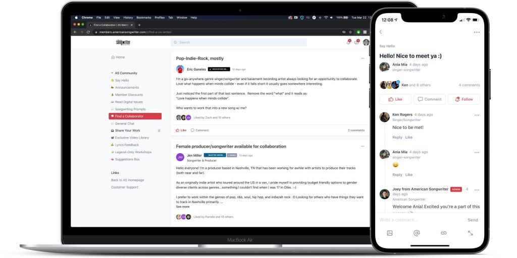 american songwriter membership hub social network