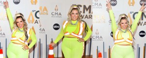 Priscilla Block Explains Inspiration Behind Her Safety Vest and Traffic Cone Outfit on CMA Awards Red Carpet